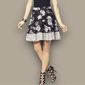Prabal Gurung for Target Black Multi Floral Print A-Line Mini Skirt Size 2
